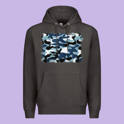 Blue Camouflage Background Premium Hoodie Designed By Barkaloodesign