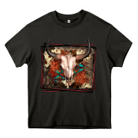 Asphalt Western Bull Skull Heavy Core Tee - FaDigitalArtStudio