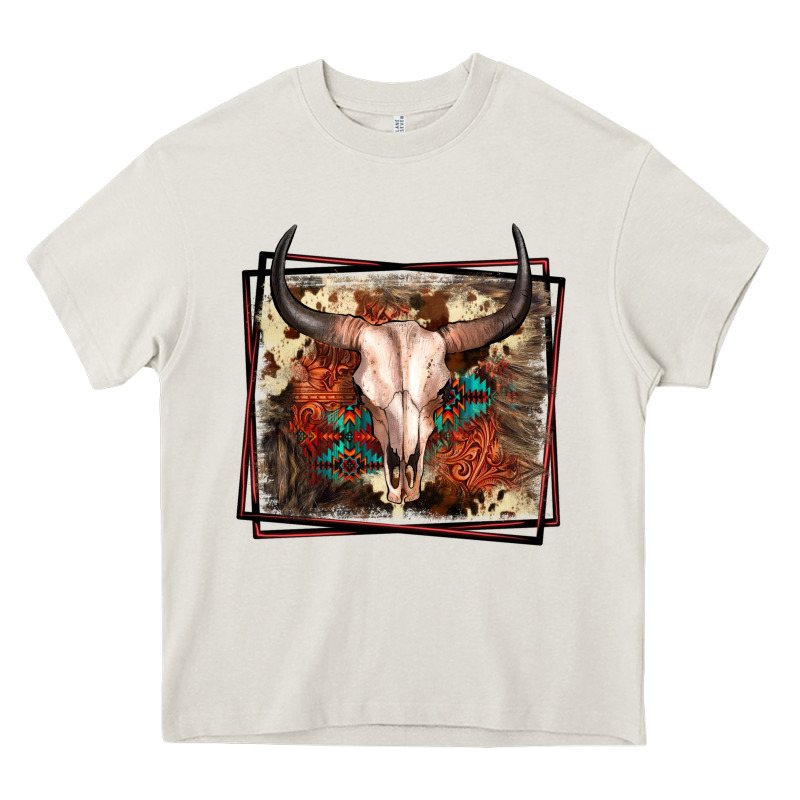Western Bull Skull Heavy Core Tee by FaDigitalArtStudio | Teevron
