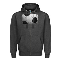 Charcoal Heather Soccer Ball Brushstroke Zipper Hoodie - RanaPortraitStore