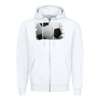 White Soccer Ball Brushstroke Zipper Hoodie - RanaPortraitStore