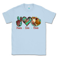 Dusty Blue Peace Love Cows Classic Tee - Jasminsmagicworld