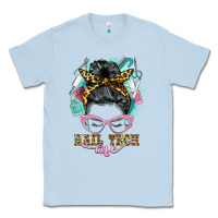 Dusty Blue nail tech life messy bun Classic Tee - BarkalooDesign
