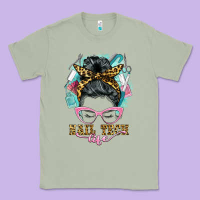 Nail Tech Life Messy Bun Classic Tee Designed By Barkaloodesign