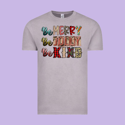 Be Merry Be Jolly Be Kind Vintage Tee Designed By Sublimationcraftshop