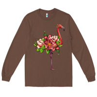 Chestnut flamingo with tropical flowers Long Sleeve Tee - Artiststas