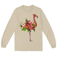 Mushroom flamingo with tropical flowers Long Sleeve Tee - Artiststas