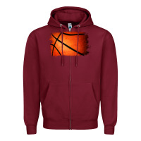 Burgundy Basketball Brushstroke Zipper Hoodie - RanaPortraitStore