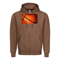 Chestnut Basketball Brushstroke Zipper Hoodie - RanaPortraitStore