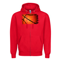 Red Basketball Brushstroke Zipper Hoodie - RanaPortraitStore