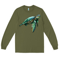 Army Green sea turtle Long Sleeve Tee - Artiststas