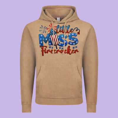 Little Miss Firecracker 4th Of July Vintage Hoodie Designed By Barkaloodesign