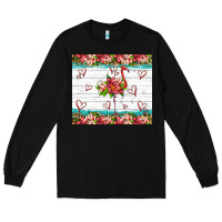 Black flamingo with tropical flowers Long Sleeve Tee - Artiststas