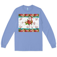 Colony Blue flamingo with tropical flowers Long Sleeve Tee - Artiststas