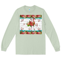 Matcha flamingo with tropical flowers Long Sleeve Tee - Artiststas