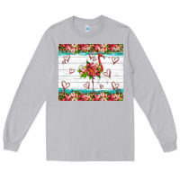 Moon Dust flamingo with tropical flowers Long Sleeve Tee - Artiststas