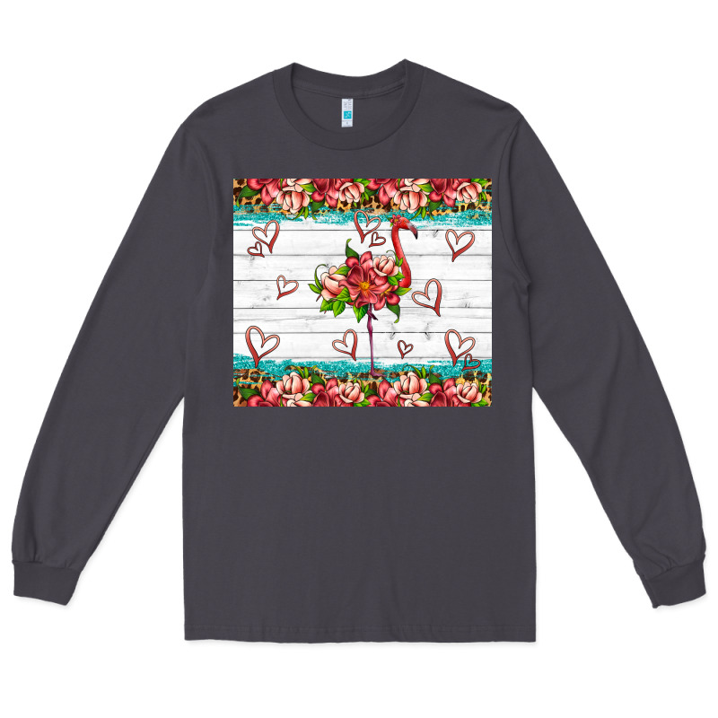Flamingo With Tropical Flowers Long Sleeve Tee by Artiststas | Teevron