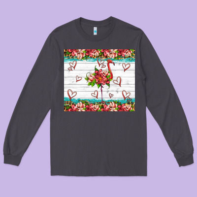 Flamingo With Tropical Flowers Long Sleeve Tee Designed By Artiststas