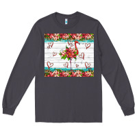 Smoke flamingo with tropical flowers Long Sleeve Tee - Artiststas
