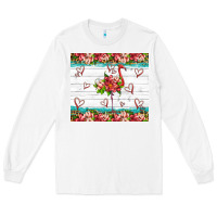 White flamingo with tropical flowers Long Sleeve Tee - Artiststas