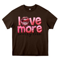 Chocolate Brown love more worry less Heavy Core Tee - FaDigitalArtStudio