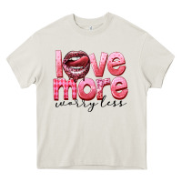 Cream love more worry less Heavy Core Tee - FaDigitalArtStudio