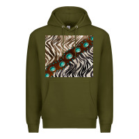 Army Green zebra gemstone leather Premium Hoodie - BarkalooDesign