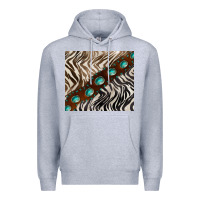 Heather Grey zebra gemstone leather Premium Hoodie - BarkalooDesign