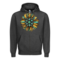 Charcoal Heather Gemstone Sunflower Zipper Hoodie - RanaPortraitStore