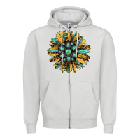 Dove Grey Gemstone Sunflower Zipper Hoodie - RanaPortraitStore
