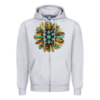 Heather Grey Gemstone Sunflower Zipper Hoodie - RanaPortraitStore