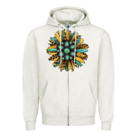 Oatmeal Heather Gemstone Sunflower Zipper Hoodie - RanaPortraitStore