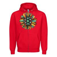 Red Gemstone Sunflower Zipper Hoodie - RanaPortraitStore