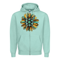 Seafoam Gemstone Sunflower Zipper Hoodie - RanaPortraitStore