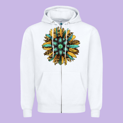 Gemstone Sunflower Zipper Hoodie Designed By Ranaportraitstore