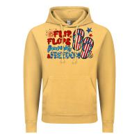 Vintage Mustard flip flops fireworks & freedom Vintage Hoodie - BarkalooDesign