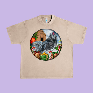 Ameraucana Rooster Christmas Urban Heavy Tee Designed By Lillyallendesigns