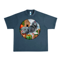 Midnight Navy ameraucana rooster christmas Urban Heavy Tee - LillyAllenDesigns