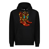 Black cowboy boots christmas Premium Hoodie - RanaPortraitStore