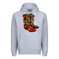 Heather Grey cowboy boots christmas Premium Hoodie - RanaPortraitStore