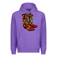 Purple cowboy boots christmas Premium Hoodie - RanaPortraitStore