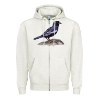 Oatmeal Heather Lark Bunting Colorado State Bird Zipper Hoodie - RanaPortraitStore