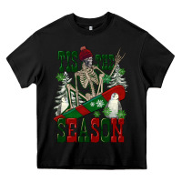 Black tis the season skeleton snowboard Heavy Core Tee - FaDigitalArtStudio