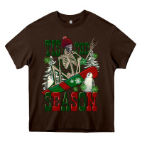 Chocolate Brown tis the season skeleton snowboard Heavy Core Tee - FaDigitalArtStudio