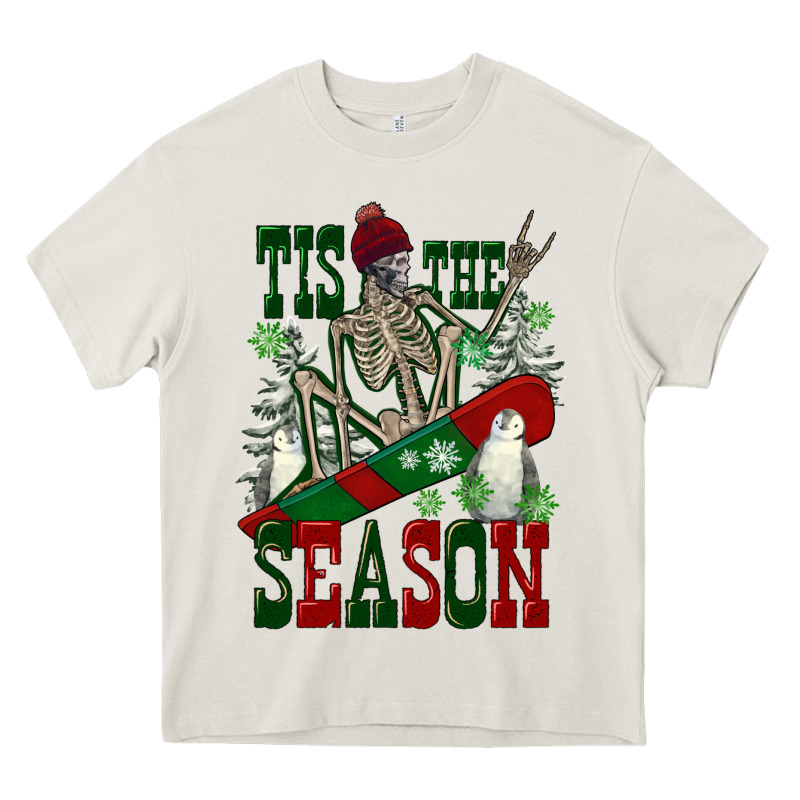 Tis The Season Skeleton Snowboard Heavy Core Tee by FaDigitalArtStudio | Teevron