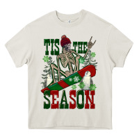 Cream tis the season skeleton snowboard Heavy Core Tee - FaDigitalArtStudio