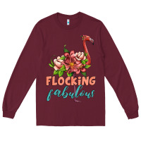 Burgundy flamingo flocking fabulous Long Sleeve Tee - Artiststas