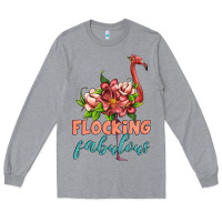 Heather Grey flamingo flocking fabulous Long Sleeve Tee - Artiststas