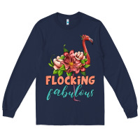 Navy flamingo flocking fabulous Long Sleeve Tee - Artiststas