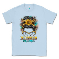 Dusty Blue blessed mama messy bun Classic Tee - BarkalooDesign